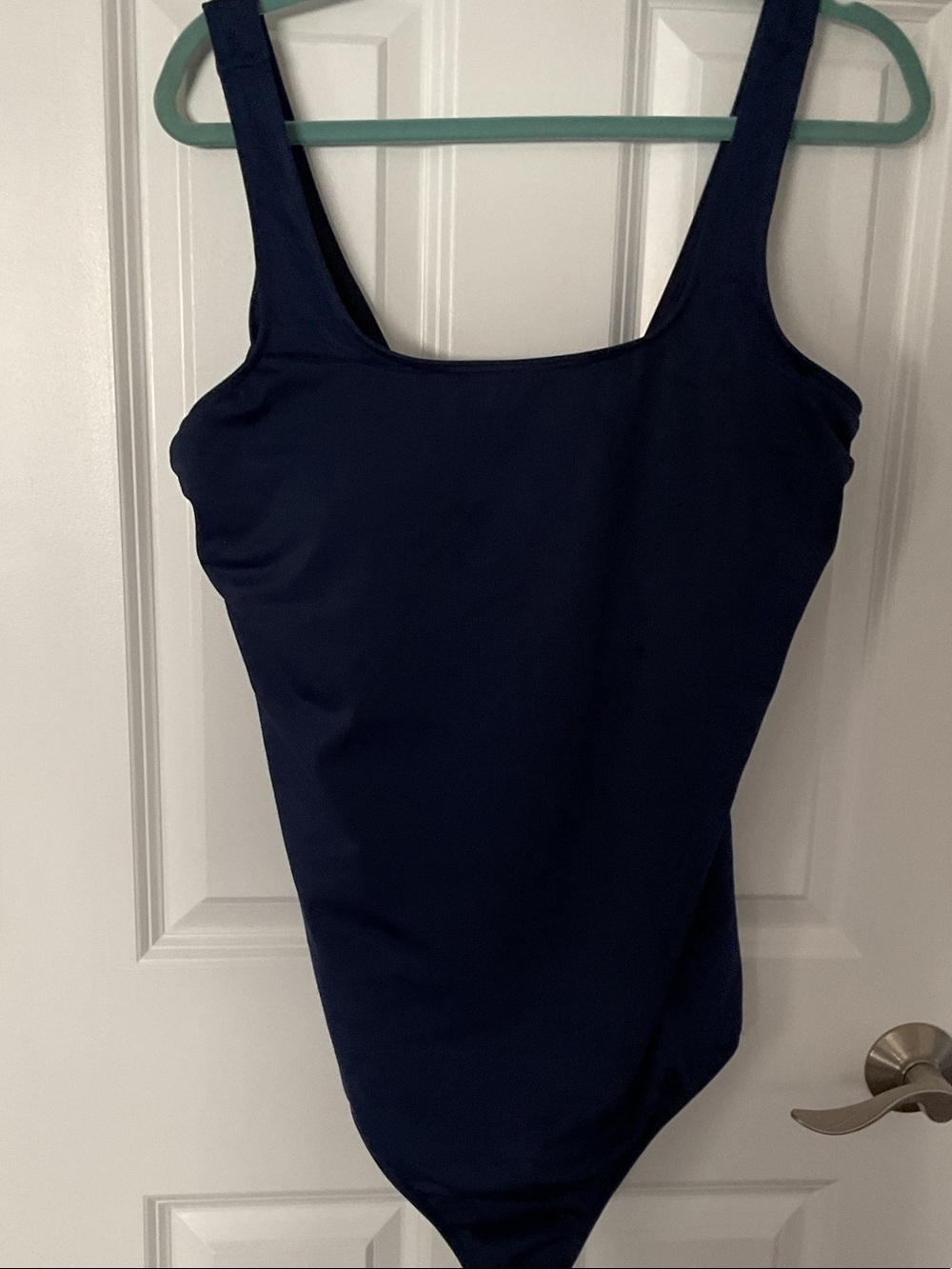 Lands' End Solid Navy Scoop One-Piece Swimsuit